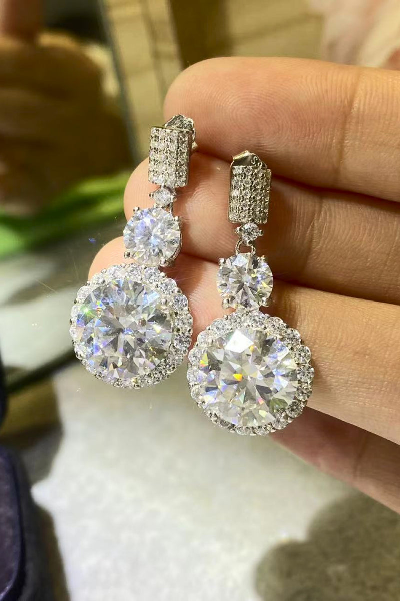 Moissanite 18K Platinum-Plated Drop Earrings