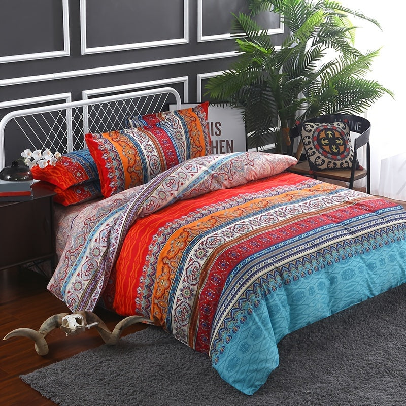 Boho Duvet Cover Set With Matching Pillowcase, Modern Bedding Set