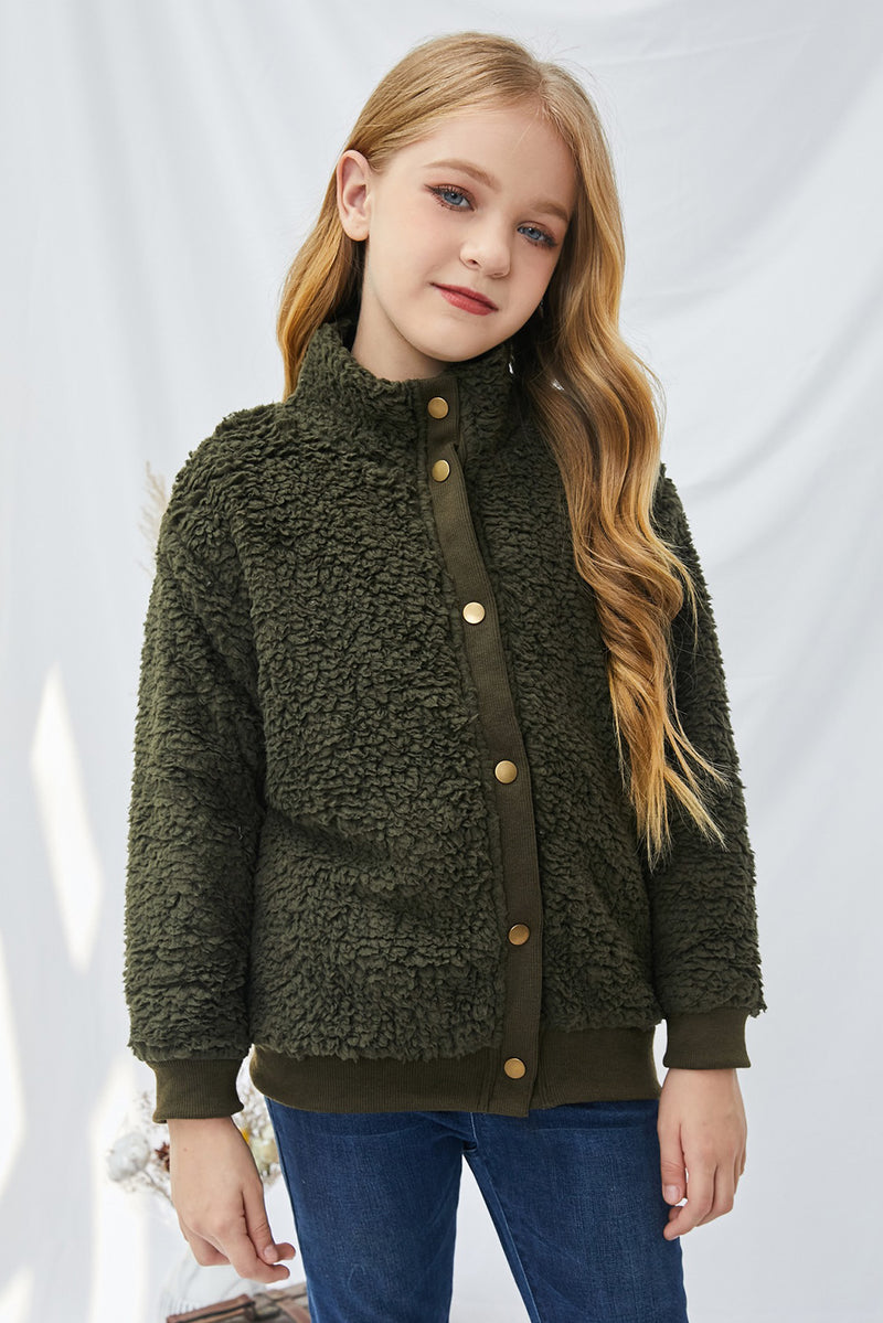 Girls Snap Front Teddy Jacket