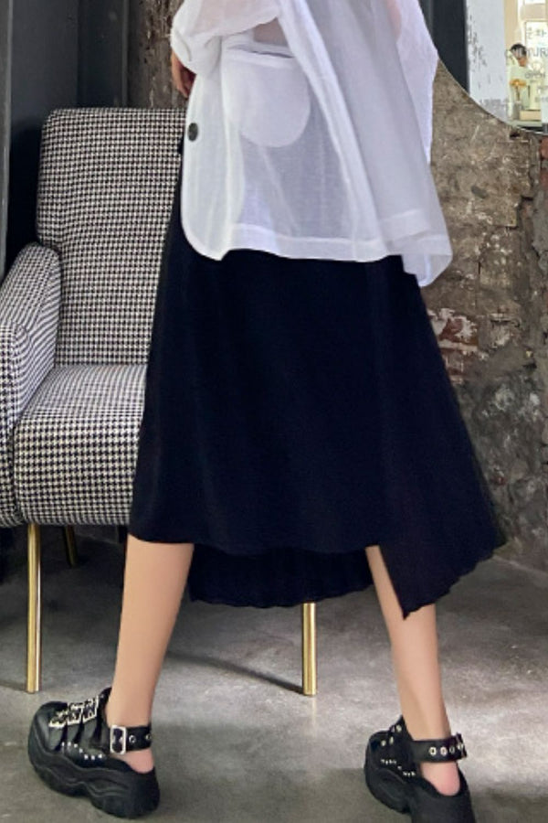 Belted Asymmetrical Pleated Skirt