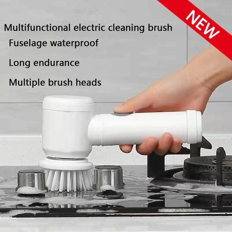 Electric Cleaning Brush 5-in-1 Handheld Kitchen Cleaner Cordless Spin Scrubber,Bathroom Rechargeable Scrub Brush,Shower Scrubber For Cleaning