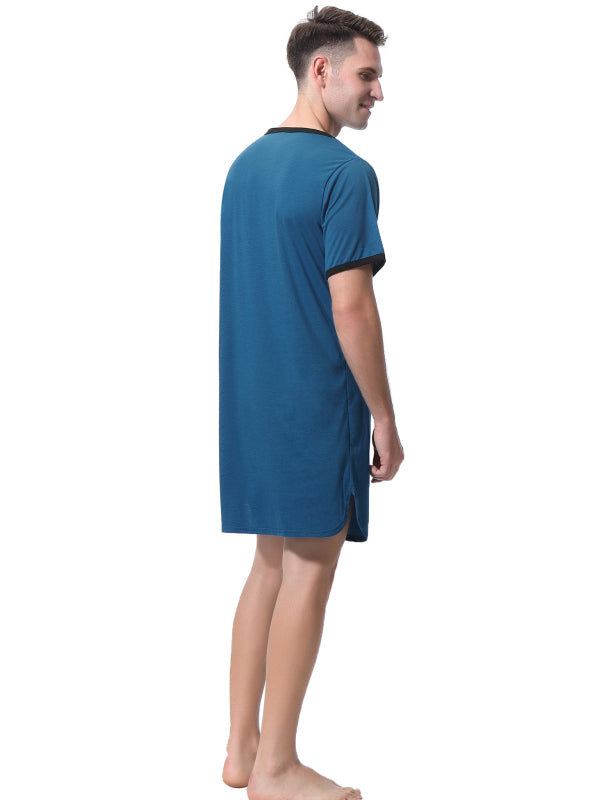 Men'S Heng Shirt Button Lightweight Cotton Soft For Home Hospital Short Sleeve Pajamas