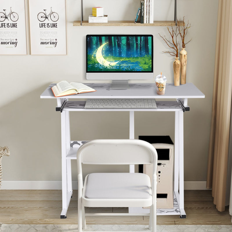Desktop Computer Desk Laptop Study Table Office Desk With Pullout Keyboard Tray