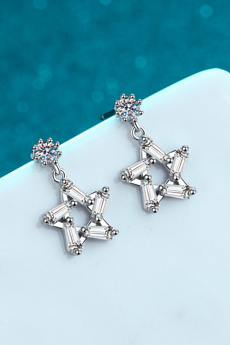 925 Sterling Silver Inlaid Moissanite Star Earrings