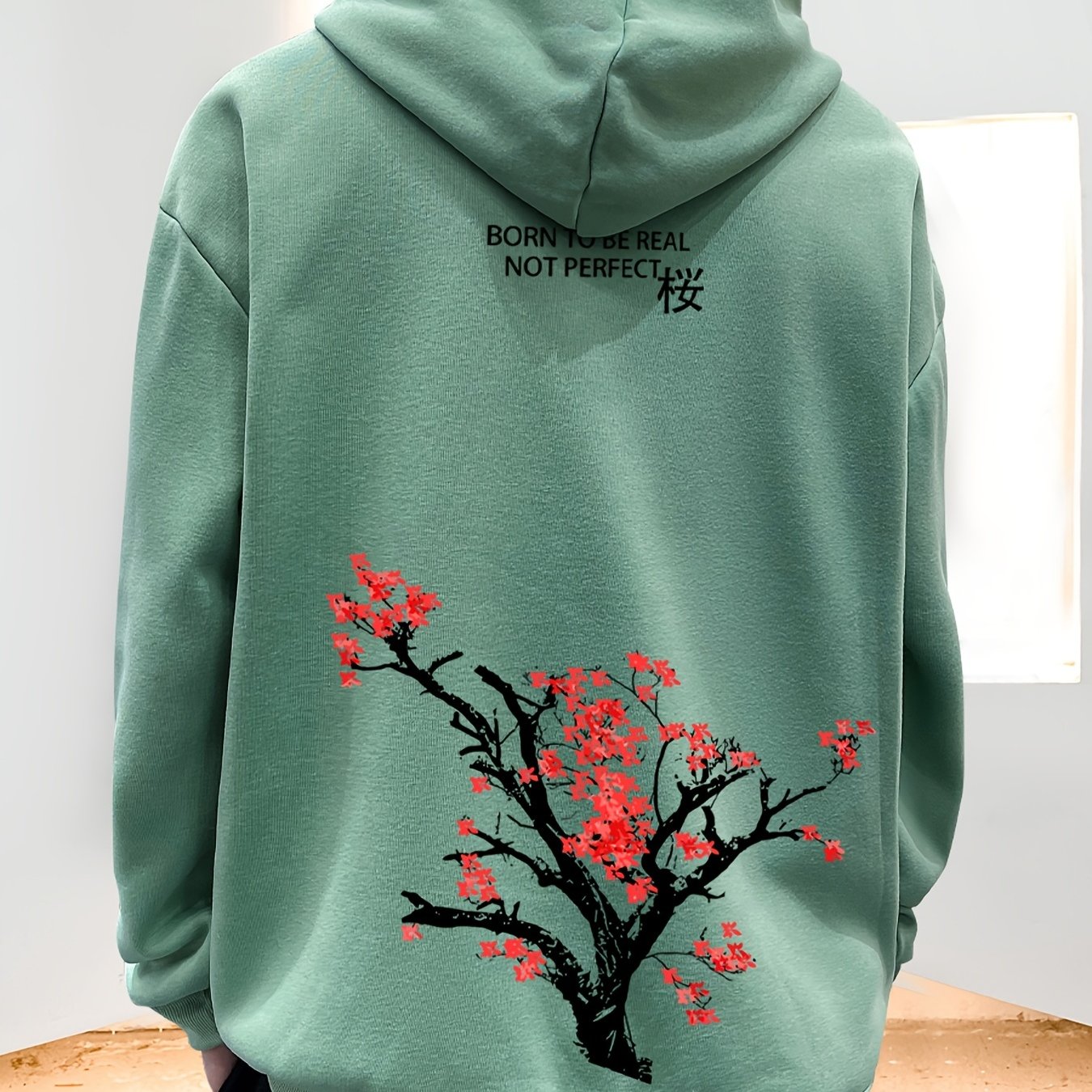 Men's Fleece Loose Long Sleeve Drop Shoulder Hoodie