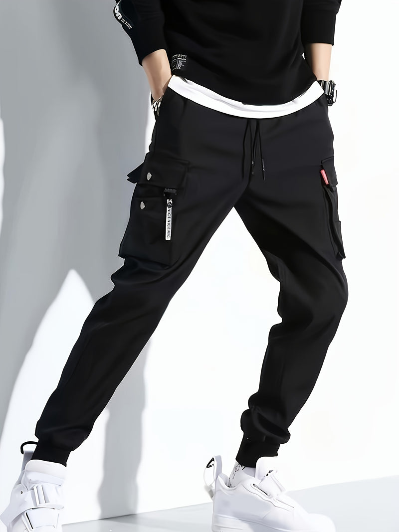 Men's Lace-up Thin And Light Fabric Sports Cargo Pants For Spring/Autumn