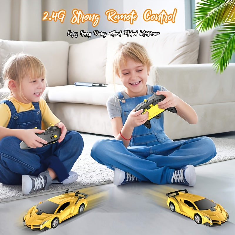 Remote Control Transform Car Robot Toy With Lights Deformation RC Car 360°Rotating Stunt Race Car Toys