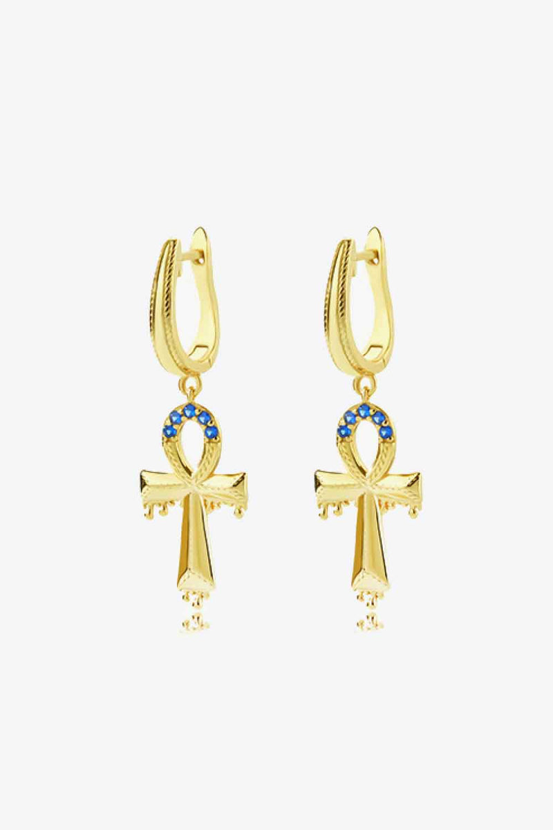 Cubic Zirconia Cross Drop Earrings