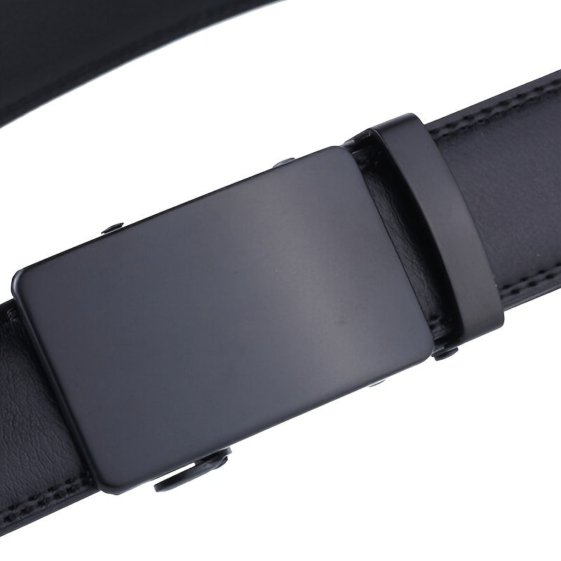 Men's Black Automatic Slider Business Casual Leather Belt
