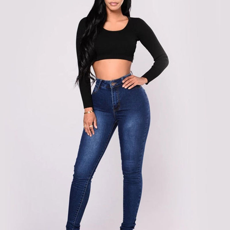 High Waist Stretchy Skinny Jeans, High-Rise Slim Fit Denim Jeans, Women's Denim & Clothing