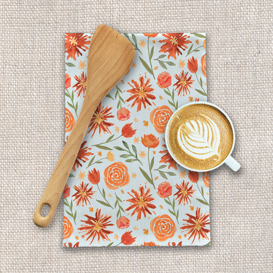 Burnt Orange Flower Burst Tea Towel freeshipping - Annizon Home Essentials