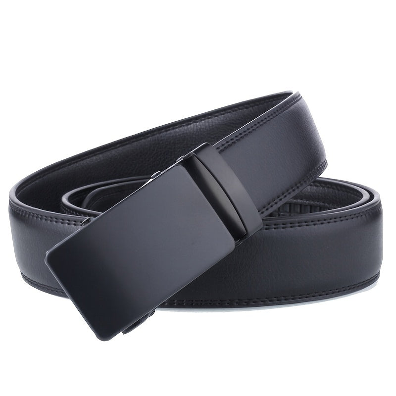 Men's Black Automatic Slider Business Casual Leather Belt