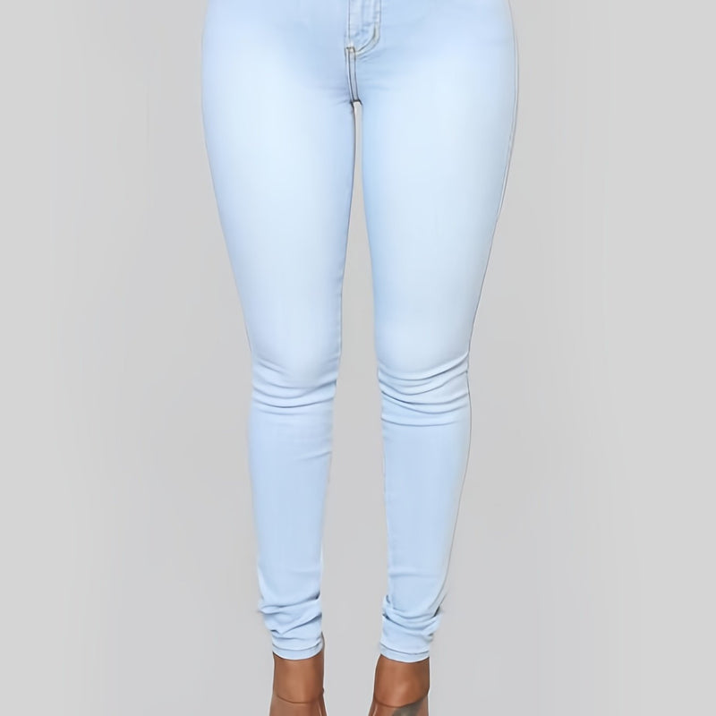 High Waist Stretchy Skinny Jeans, High-Rise Slim Fit Denim Jeans, Women's Denim & Clothing