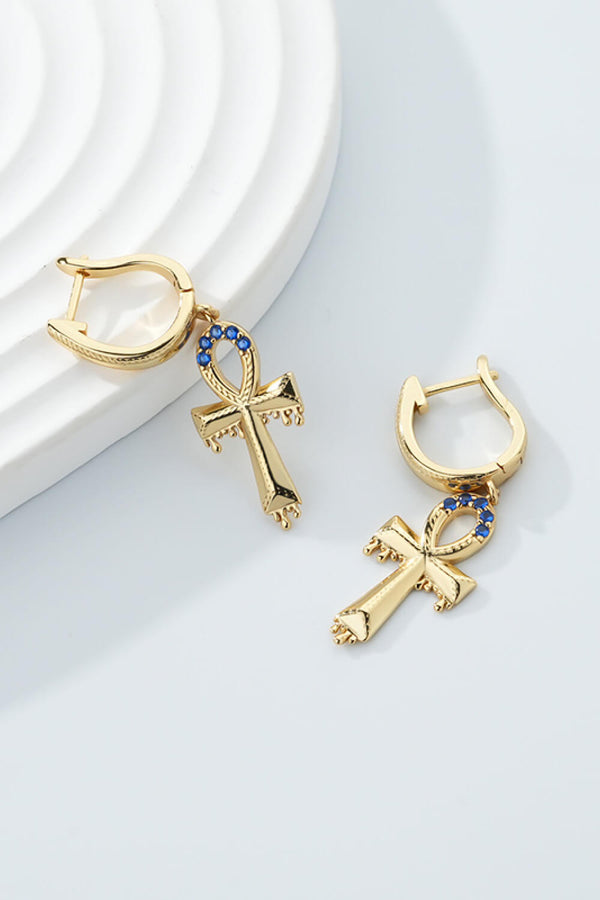 Cubic Zirconia Cross Drop Earrings