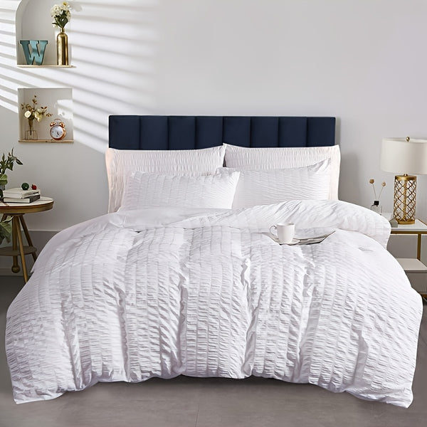 3pcs Craft Seersucker Bedding Set, 1 Duvet Cover And 2 Pillowcases (Without Pillow Inserts)