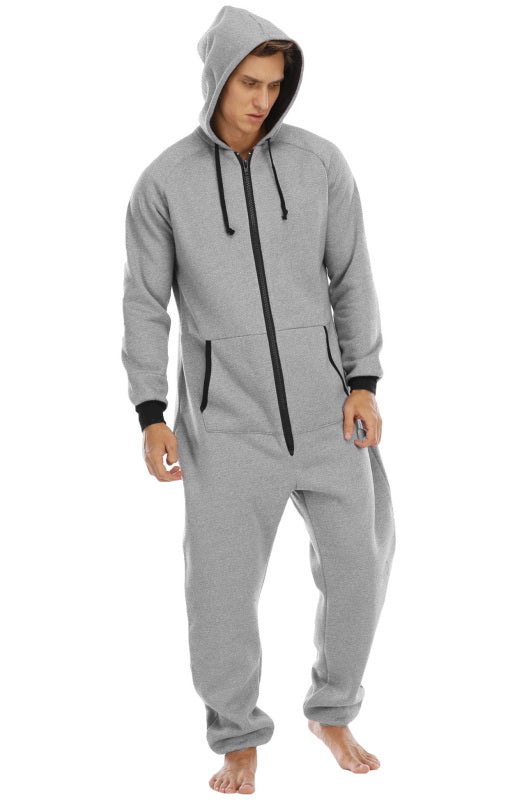 Men's Thickened Sweater Fleece Jumpsuit Pajamas Homewear Casual Suits