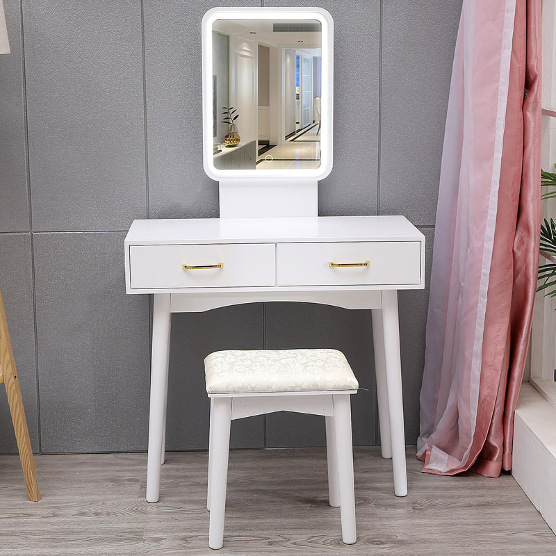 LED Mirror Makeup Vanity Dressing Table Set With Stool Dimmable Vanity Set