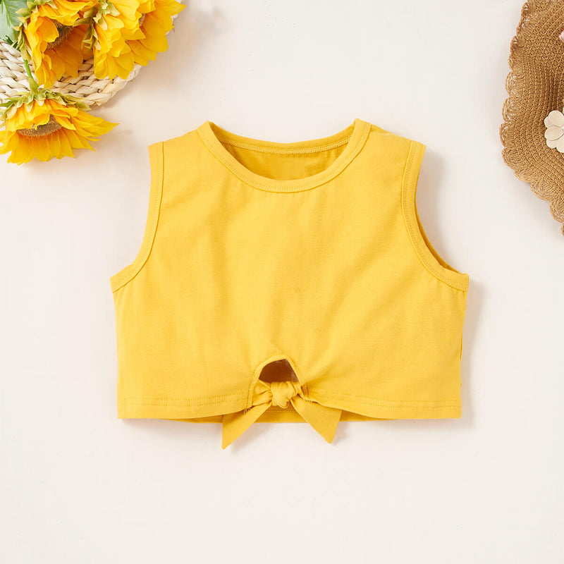 Girls Cropped Tank and Sunflower Print Shorts Set