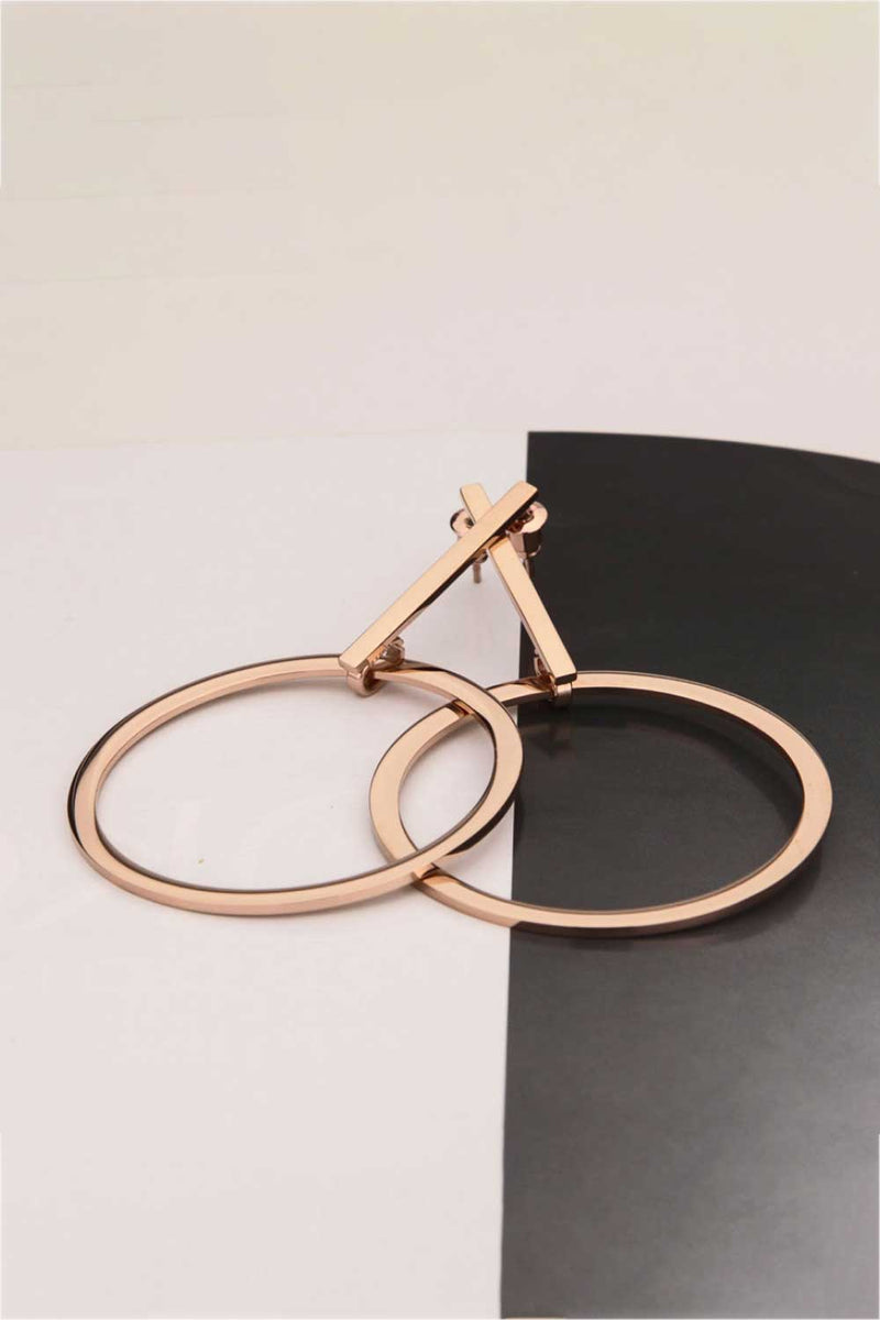 Stainless Steel Hoop Drop Earrings