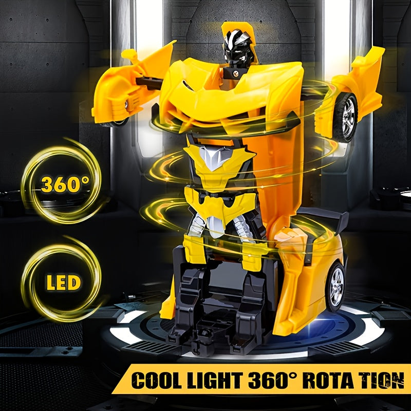 Remote Control Transform Car Robot Toy With Lights Deformation RC Car 360°Rotating Stunt Race Car Toys