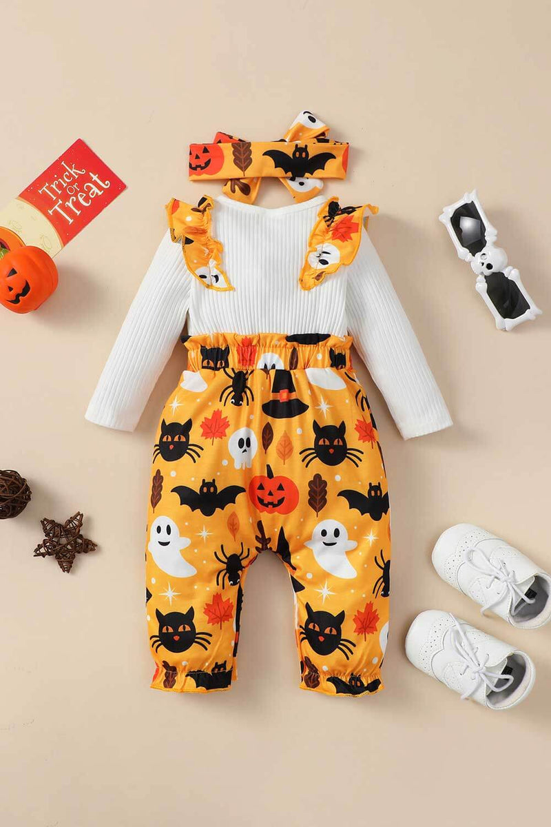 Baby Halloween Two-Tone Ruffle Jumpsuit