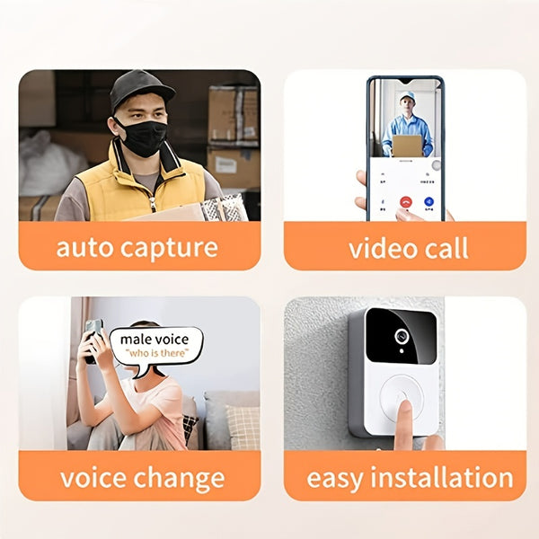 Mini Wireless Video Doorbell With Camera, Wide Angle Intelligent Visual WiFi Rechargeable Security Door Doorbell, 2-Way Audio, Motion Detection, HD Night Vision