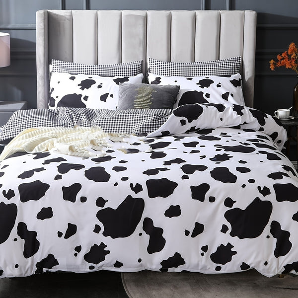 3pcs Brushed Milk Pattern Duvet Cover (1 Duvet Cover + 2 Pillowcase), Cartoon Bedding Gift For Her/Him, Soft Blanket