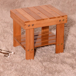 Bamboo Stool Wooden Square Stool Small Children Chair Bathroom Stool for Home Living Room Bedroom Bathroom