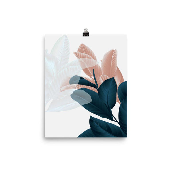 Blue Brown And White Guava Leaves Canvas Print Poster - Annizon Home Essentials