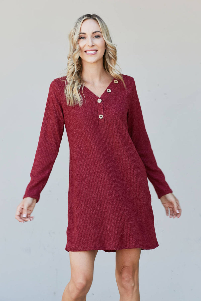 Heimish Chicago Skyline Full Size Ribbed Henley Dress