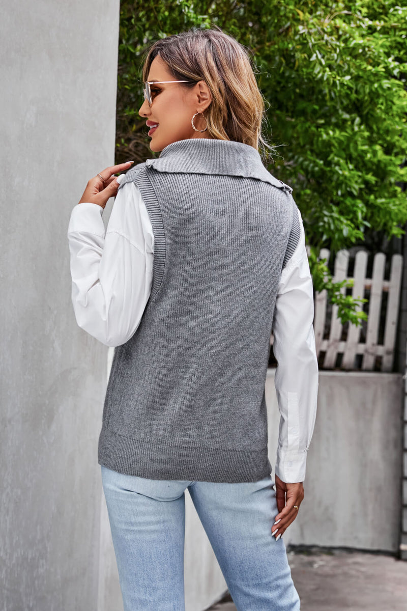 Quarter-Zip Collared Sweater Vest