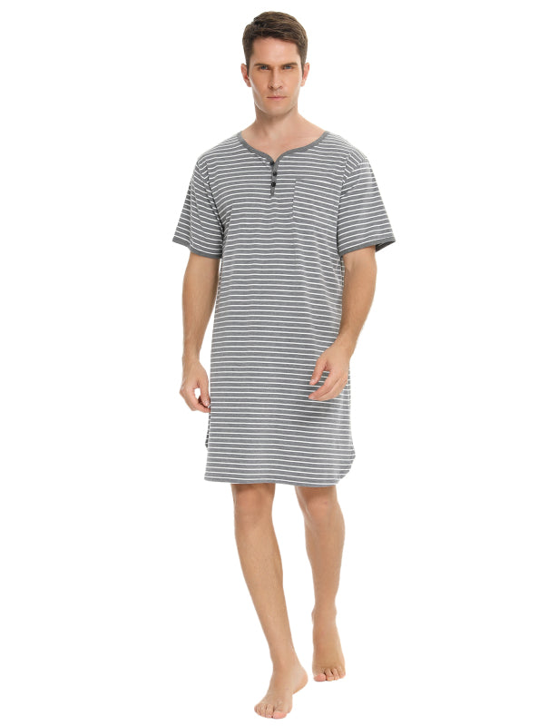 Men'S Heng Shirt Button Lightweight Cotton Soft For Home Hospital Short Sleeve Pajamas