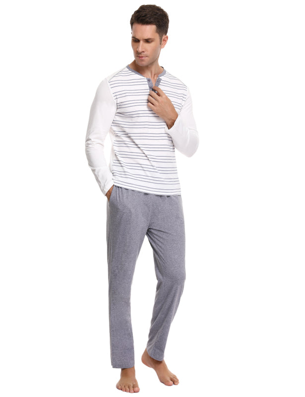 Men's Pyjamas Sets Cotton Long Sleeve Nightwear