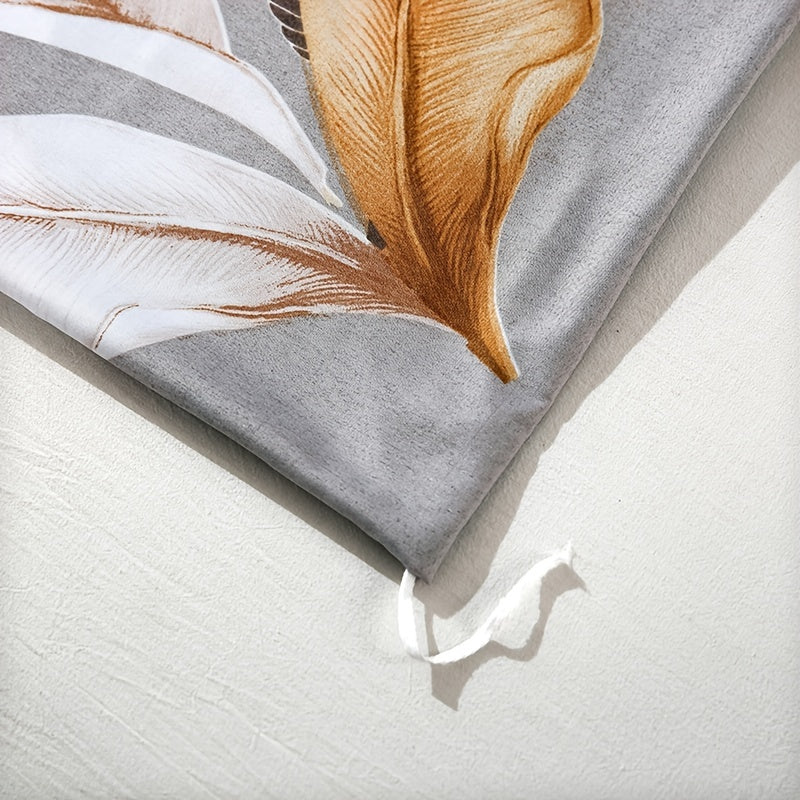 3pcs Duvet Cover Set, Leaf Design Element Printed Bedding Set For All Seasons