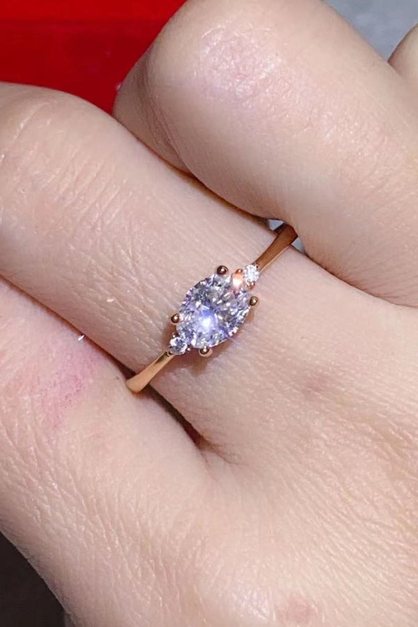 18K Rose Gold-Plated 1 Carat Moissanite Solitaire Ring