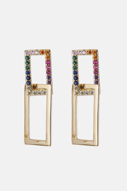 Multicolored Cubic Zirconia Square Drop Earrings