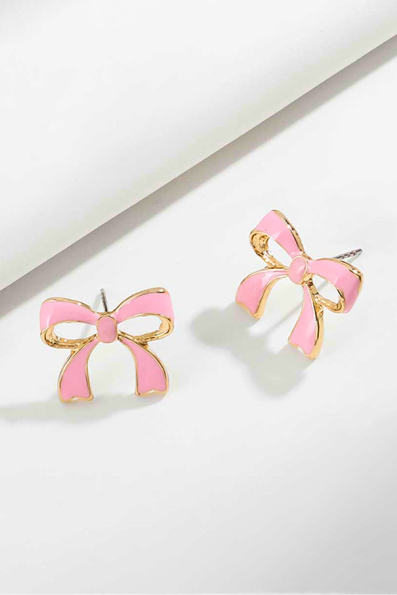 Bow-Shaped Zinc Alloy Earrings