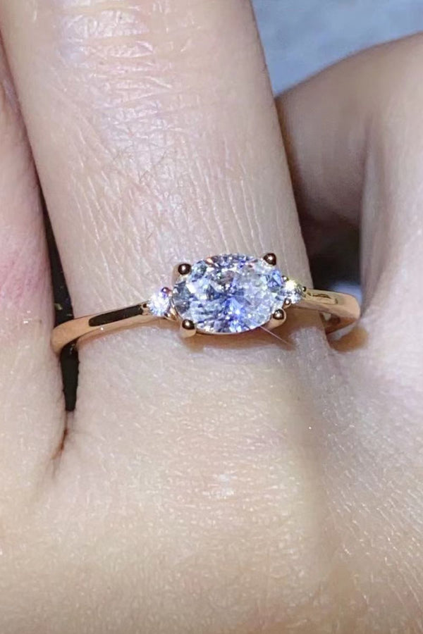 18K Rose Gold-Plated 1 Carat Moissanite Solitaire Ring