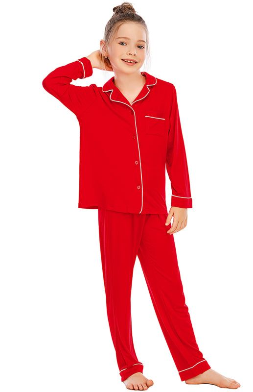 Children's Long Sleeve Pants Comfortable Modal Lapel Loose Loungewear Set