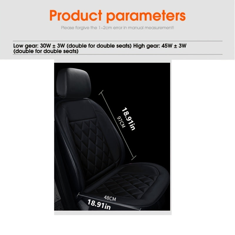 1pc 12V Car Heating Seat Cushion, 30s Fast Heating Car Seat Pad, Temperature Control Seat Cushion For Winter Driving