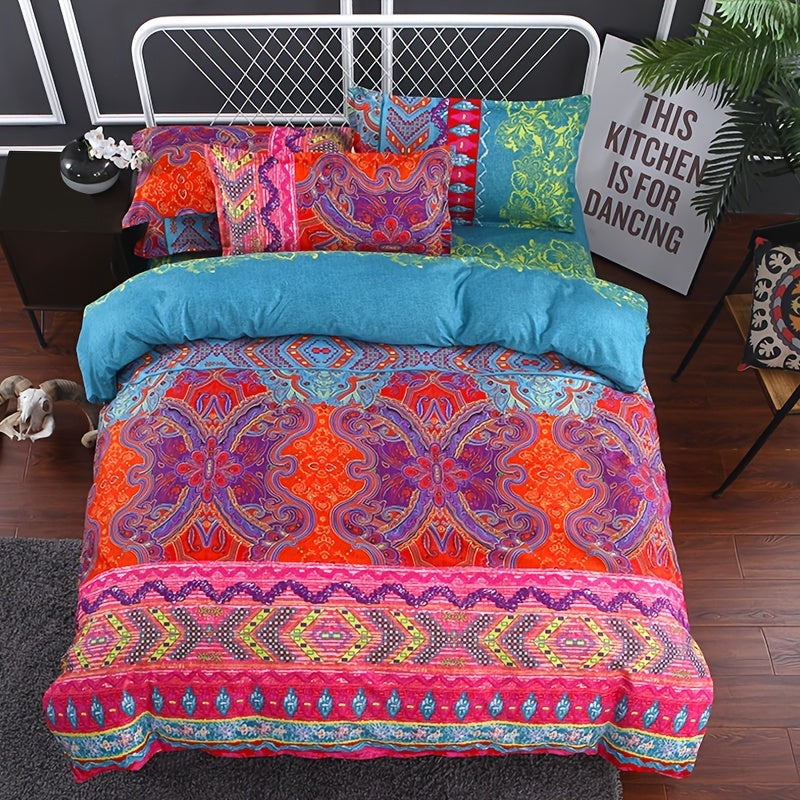 Boho Duvet Cover Set With Matching Pillowcase, Modern Bedding Set