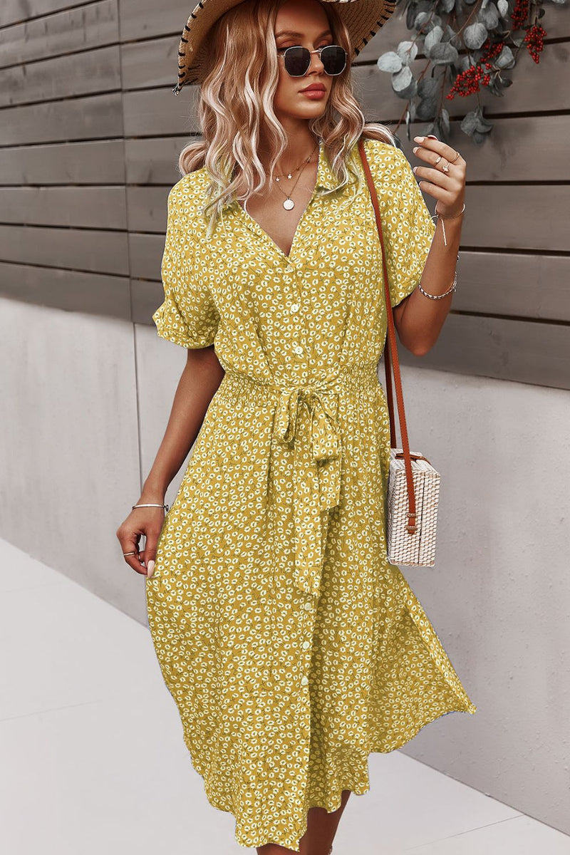 Floral Print Tie Waist Dress