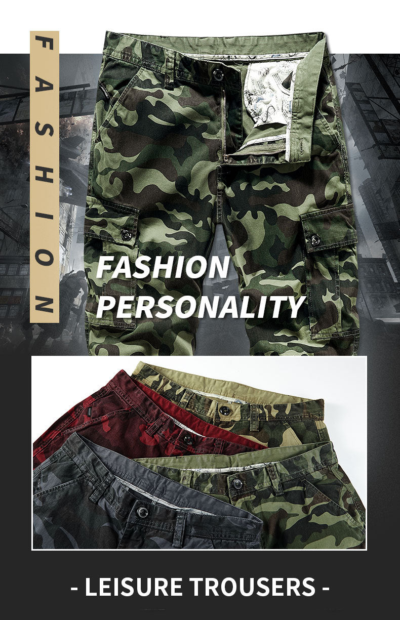Multi Pocket camouflage  outdoor big size fashion casual washed cargo long pants