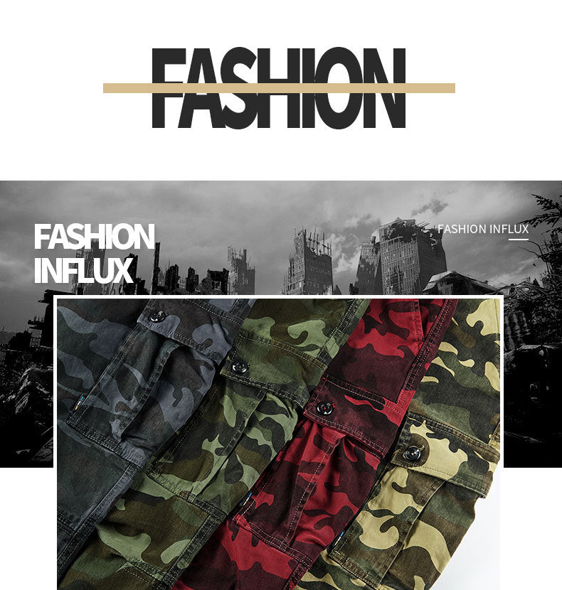 Multi Pocket camouflage  outdoor big size fashion casual washed cargo long pants