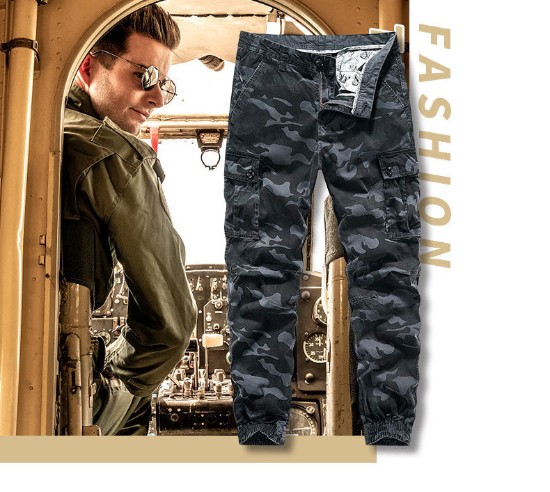 Multi Pocket camouflage  outdoor big size fashion casual washed cargo long pants