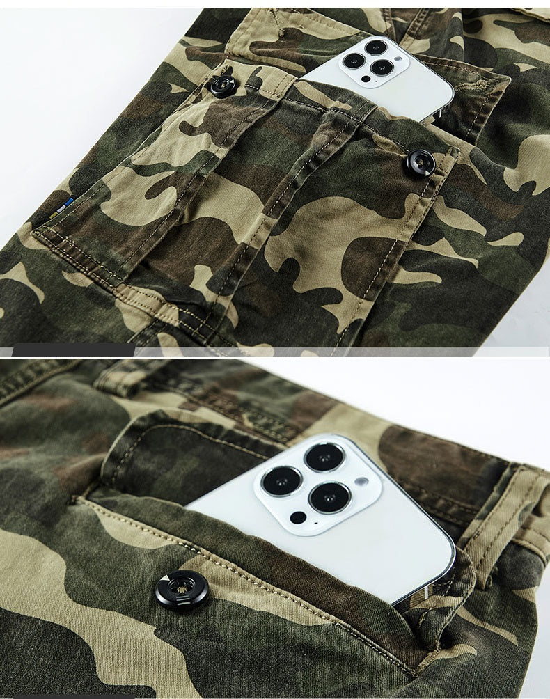 Multi Pocket camouflage  outdoor big size fashion casual washed cargo long pants