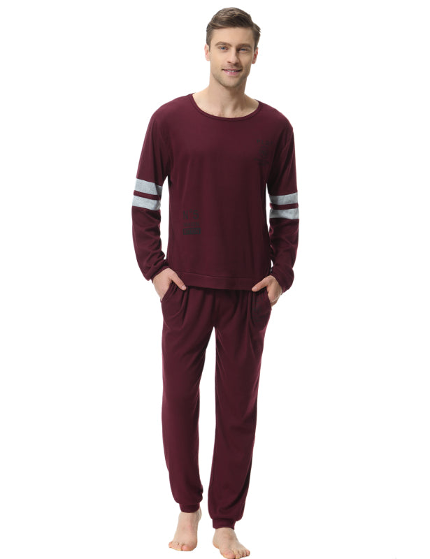 men's cotton 2-bar home service pajamas set