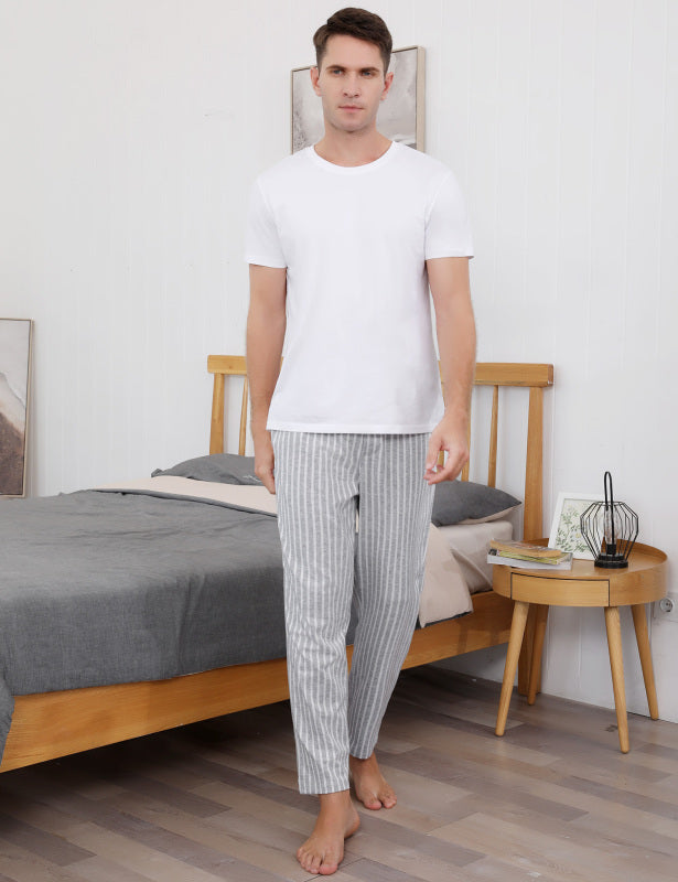 Jingtong-Men's woven striped handsome oppa trousers pajamas