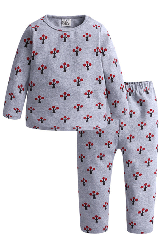 Children's Knitted Cotton Print Children's Loungewear Pajamas Set