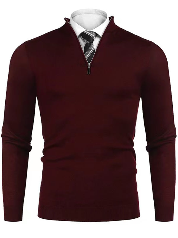 Men's Soft Contrast Sweaters Pullover Classic Ribbed Turtleneck Sweater
